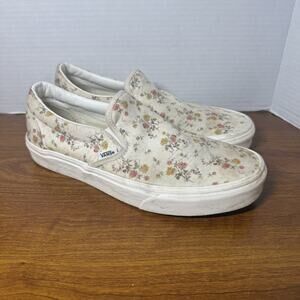 Vans Slip-On Floral/ Marshmallow Canvas Skate Shoe Women’s 9.5